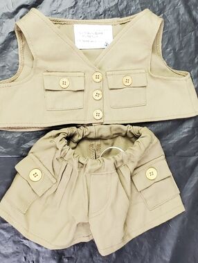 Build-A-Bear BABW VTG Safari Jungle Vest & Cargo Shorts Costume Outfit - EUC